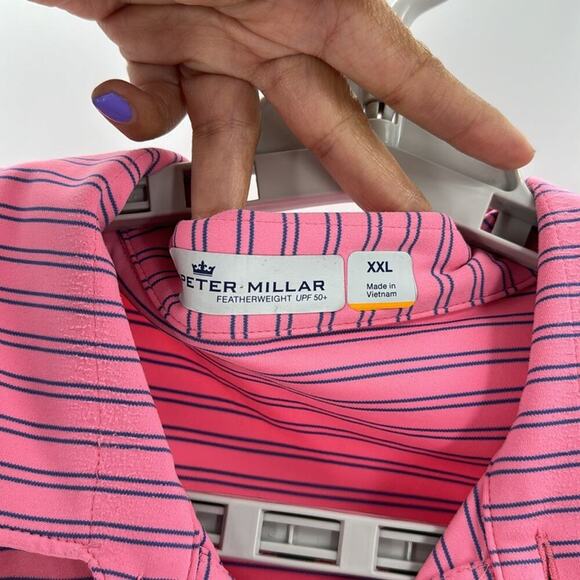 Peter Millar Drum Performance Polo pink classic size 2XL UPF 50 featherweight - Picture 5 of 7